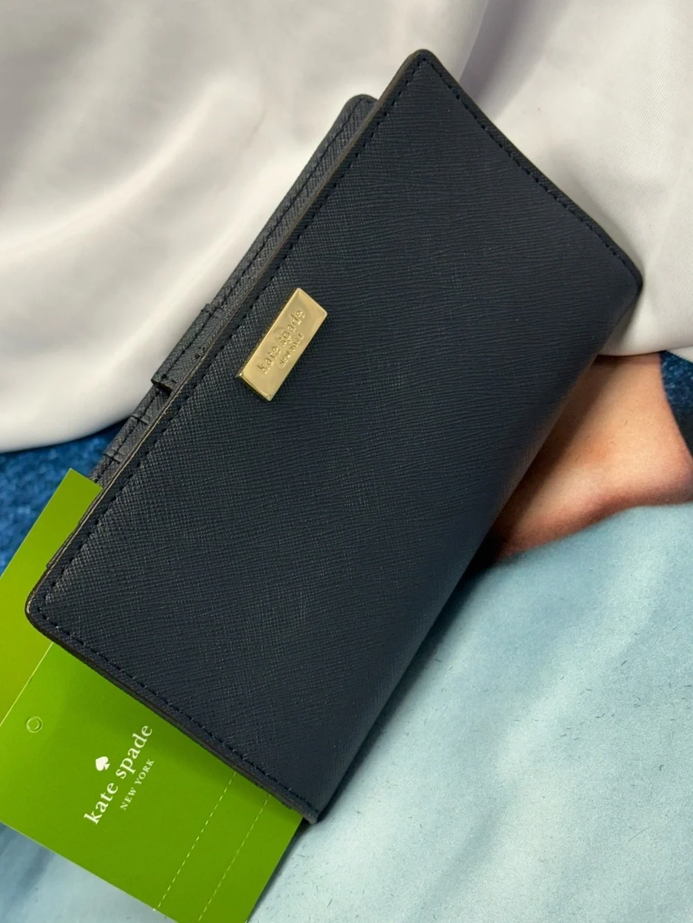 (new+tag) Kate Spade stacy long leather wallet navy blue
